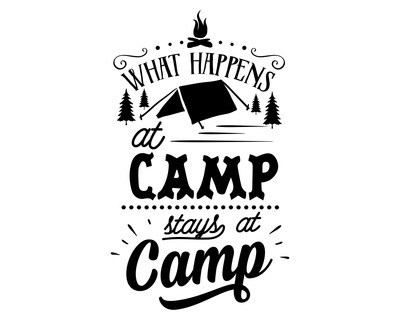 What Happens At Camp Stays At Camp Schriftzug Aufkleber