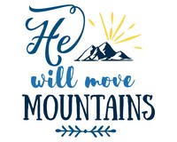 He Will Move Mountains Schriftzug Aufkleber Aufkleber Modellnummer  hellblau
