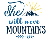 She Will Move Mountains Schriftzug Aufkleber Aufkleber Modellnummer  hellblau