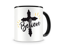 Tasse mit dem Motiv Believe Tasse Modellnummer  schwarz/schwarz