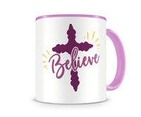 Tasse mit dem Motiv Believe Tasse Modellnummer  rosa/rosa
