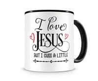 Tasse mit dem Motiv I Love Jesus Tasse Modellnummer  schwarz/schwarz