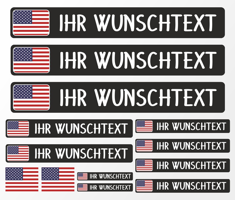 Namensaufkleber Set Flagge Fahnen  Modellnummer 301715  