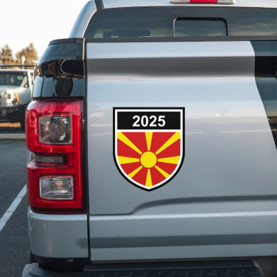 Nordmazedonien Wappen mit Jahreszahl Autoaufkleber - Ansicht 3