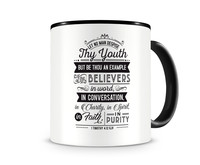 Tasse mit dem Motiv Let No Man Despise Thy Youth Tasse Modellnummer  schwarz/schwarz