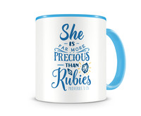 Tasse mit dem Motiv More Precious Than Rubies Tasse Modellnummer  hellblau/hellblau