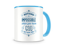 Tasse mit dem Motiv Have God On Your Side Tasse Modellnummer  hellblau/hellblau