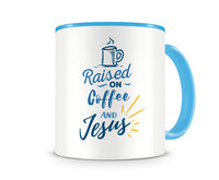 Tasse mit dem Motiv Coffee And Jesus Tasse Modellnummer  hellblau/hellblau