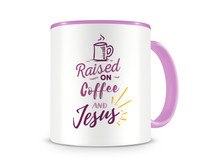 Tasse mit dem Motiv Coffee And Jesus Tasse Modellnummer  rosa/rosa