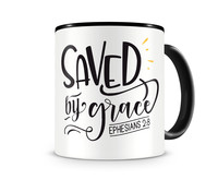 Tasse mit dem Motiv Saved By Grace Tasse Modellnummer  schwarz/schwarz