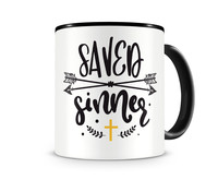 Tasse mit dem Motiv Saved Sinner Tasse Modellnummer  schwarz/schwarz