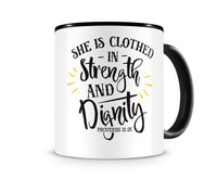 Tasse mit dem Motiv Strength And Dignity Tasse Modellnummer  schwarz/schwarz