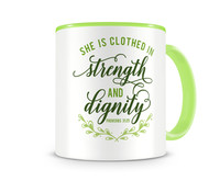 Tasse mit dem Motiv She Is Clothed In Strength Tasse Modellnummer  grn 902/grn 902