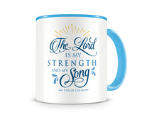Tasse mit dem Motiv The Lord Is My Strength Tasse Modellnummer  hellblau/hellblau
