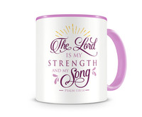 Tasse mit dem Motiv The Lord Is My Strength Tasse Modellnummer  rosa/rosa