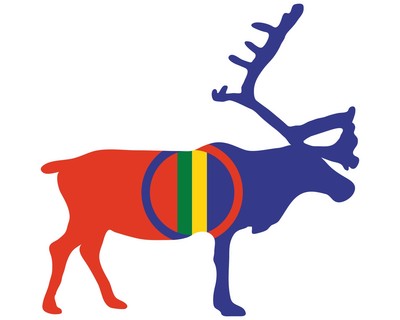 Rentier Aufkleber in den Farben der Sami