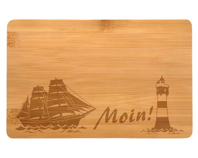 Frhstcksbrettchen mit Moin Leuchtturm Boot Gravur - Ansicht 2