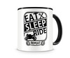 Tasse mit dem Motiv Eat Sleep Ride Rennmotorrad Tasse