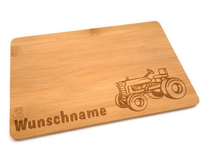 Personalisiertes Frühstücksbrettchen Traktor - Holzbrett Mit Gravur | Geschenk Für Jungen