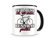 Tasse mit dem Motiv Zuhause ist Rennrad Tasse Modellnummer  schwarz/rot