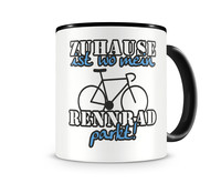 Tasse mit dem Motiv Zuhause ist Rennrad Tasse Modellnummer  schwarz/blau
