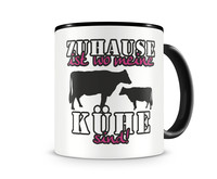 Tasse mit dem Motiv Zuhause ist Khe Tasse Modellnummer  schwarz/rosa