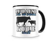 Tasse mit dem Motiv Zuhause ist Khe Tasse Modellnummer  schwarz/blau