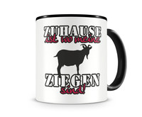 Tasse mit dem Motiv Zuhause ist Ziegen Tasse Modellnummer  schwarz/rot