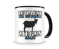 Tasse mit dem Motiv Zuhause ist Ziegen Tasse Modellnummer  schwarz/blau