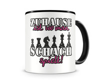 Tasse mit dem Motiv Zuhause ist Schach Tasse Modellnummer  schwarz/rosa
