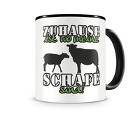 Tasse mit dem Motiv Zuhause ist Schafe Tasse Modellnummer  schwarz/grün 902