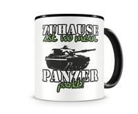 Tasse mit dem Motiv Zuhause ist Panzer Tasse Modellnummer  schwarz/grn 902