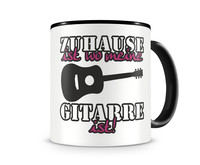 Tasse mit dem Motiv Zuhause ist Gitarre Tasse Modellnummer  schwarz/rosa