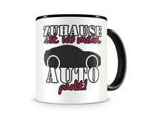 Tasse mit dem Motiv Zuhause ist Auto Tasse Modellnummer  schwarz/rot
