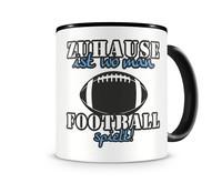 Tasse mit dem Motiv Zuhause ist Football Tasse Modellnummer  schwarz/blau