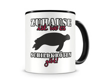 Tasse mit dem Motiv Zuhause ist Schildkröten Tasse Modellnummer  schwarz/rot