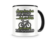 Tasse mit dem Motiv Date mit Rennrad Tasse Modellnummer  schwarz/grn 902