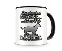 Tasse mit dem Motiv Date mit Dackel Tasse Modellnummer  schwarz/grn 902