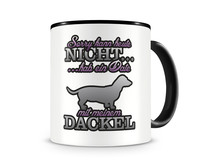 Tasse mit dem Motiv Date mit Dackel Tasse Modellnummer  schwarz/rosa