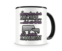 Tasse mit dem Motiv Date mit Kühen Tasse Modellnummer  schwarz/rosa