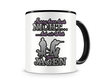 Tasse mit dem Motiv Date zum Jagen Tasse Modellnummer  schwarz/rosa