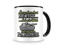 Tasse mit dem Motiv Date mit Panzer Tasse Modellnummer  schwarz/gr�n