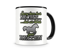 Tasse mit dem Motiv Date zum Reiten Tasse Modellnummer  schwarz/gr�n