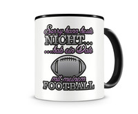 Tasse mit dem Motiv Date mit Football Tasse Modellnummer  schwarz/rosa