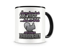 Tasse mit dem Motiv Date mit Eichh�rnchen Tasse Modellnummer  schwarz/rosa