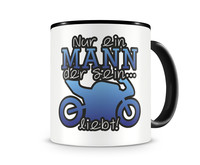 Tasse mit dem Motiv Motorrad Liebe Tasse Modellnummer  schwarz/blau