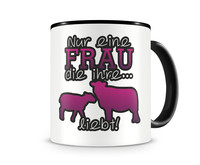 Tasse mit dem Motiv Schaf Liebe Tasse Modellnummer  schwarz/rosa