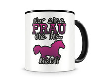 Tasse mit dem Motiv Pferde Liebe Tasse Modellnummer  schwarz/rosa
