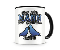 Tasse mit dem Motiv Tauben Liebe Tasse Modellnummer  schwarz/blau