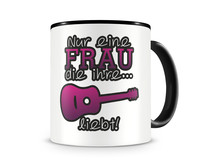 Tasse mit dem Motiv Gitarren Liebe Tasse Modellnummer  schwarz/rosa